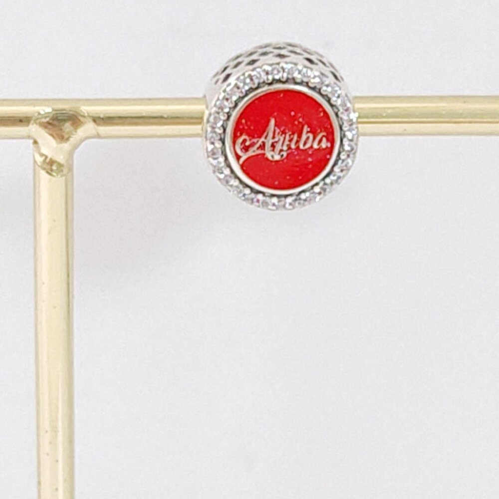 Pandora Aruba Love Glitter Red Bead Charm Bracelet Pendant S925 Silver with box - Picture 4 of 5